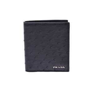 Prada Black Ostrich Bifold Wallet